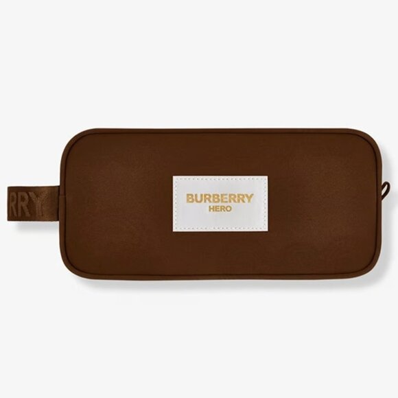 NIP BURBERRY Brown Canvas Large Travel Dopp Kit Shaving Bag Toiletry Case - Picture 1 of 9